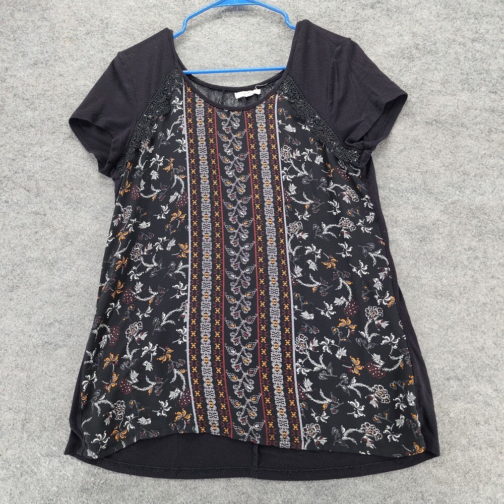 Maurices Shirt Womens Medium Short Sleeve Black